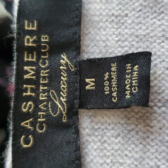 100% Cashmere Charter Club Luxury - Soft Gray Long Sleeves - Size M - Picture 7 of 7